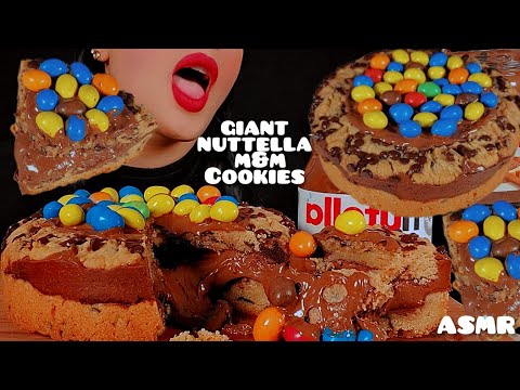 🍫Nutella M&M's cookies pie with milk ASMR🍪👅🥛먹방 누텔라 M&M 쿠키 우유 파이|Notalking 🐾