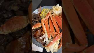 Snow Crab Legs, Buc-Ees Brisket, Skirt Steak, Sautéed Mushrooms, Roasted Corn FIRST TIME MAKING CRAB