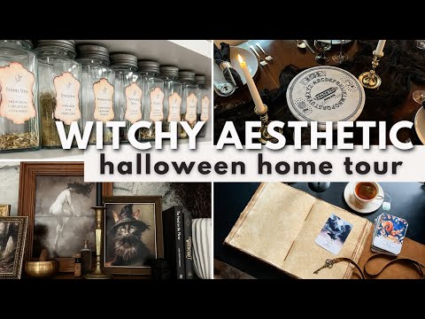 HALLOWEEN HOME TOUR 2023 | Non-Scary Witchy Aesthetic | Dark Academia + Spooky Dollhouse Walkthrough