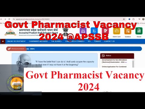 Pharmacist recruitment  at APSSB | Central Govt. Pharmacist Vacancy 2024 | Pharmacist Jobs 2024