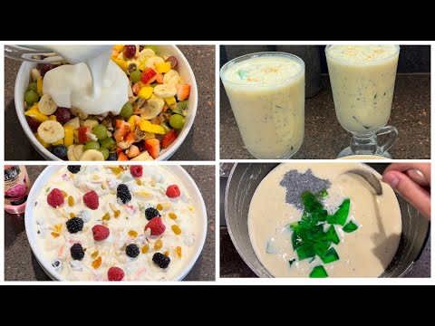 Ramadan special dessert recipes|Quick and easy desserts|creamy fruit salad | custard sharbat recipe.