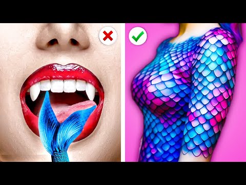 One Colored Makeover Challenge! ❤️💜*Mermaid VS Vampire Extreme Makeover* by CoCoGo!