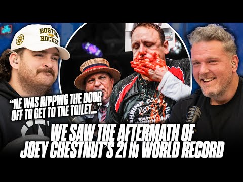 Joey Chestnut Eats 21 Pounds Of Shrimp Cocktail & We Witnessed His World Record Dump... | Pat McAfee