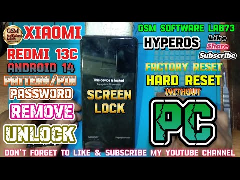 Redmi 13c Hard Reset Android 14|Xaiomi Redmi 13C Pattern Unlock No PC|Redmi Hyperos Factory Reset