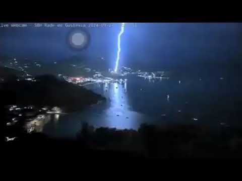 A lightning strike on the Caribbean island of St. Barthélemy. September 24, 2024.