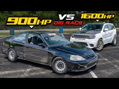 919HP AWD Civic VS 1600HP Trackhawk - DIG REMATCH! (Honda Strikes Back)