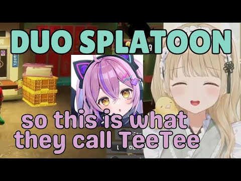 Toto and Runa fist bump Splatoon collab ( VSPO | Eng Sub )