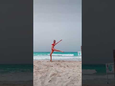 Slow-mo leaps Hits different! What do you do on your days off?  #circus #leap #beach #shorts