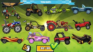 I UNLOCKED ALL 30 VEHICLES IN HILL CLIMB RACING 2