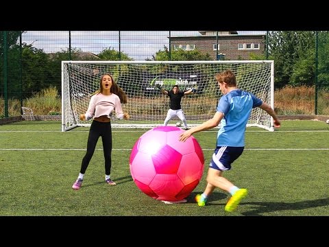 GIANT FOOTBALL CHALLENGES vs MY SISTER