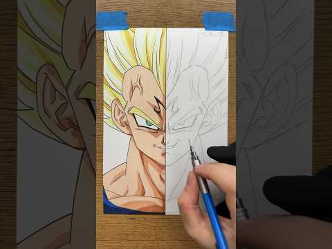 ANIME X LIVE ACTION Majin Vegeta #vegeta #dragonballz #dragonball #dbz #drawing #howtodraw