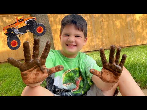 MUD PIES, MONSTER TRUCKS & CALEB! Kid PLAYS OUTSIDE Fun Day Routine! BACKYARD ADVENTURES