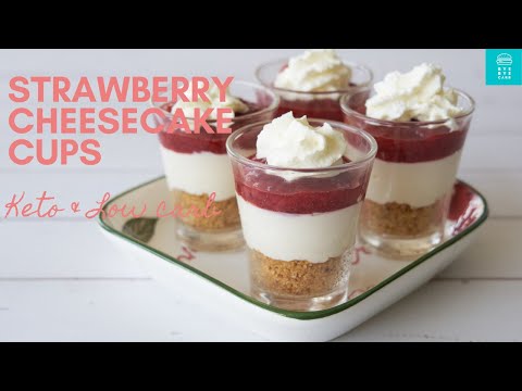 Easy No Bake Keto Strawberry Cheesecake Cups |Keto & Low Carb