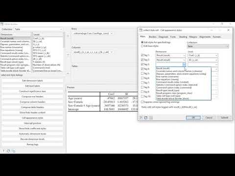 Customizable tables in Stata 17: How to create tables for a regression model