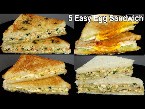 5 easy Egg Sandwich Recipe | How to Make Egg Sandwich at Home