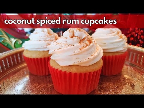 Coconut Spiced Rum Cupcakes | A Holiday Dessert for the Adults!