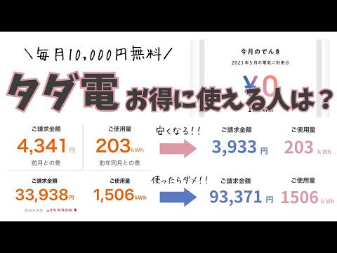 【電気代1万円無料】タダ電に乗り換えて得する人３選！計算してみたら我が家は大損でした...。