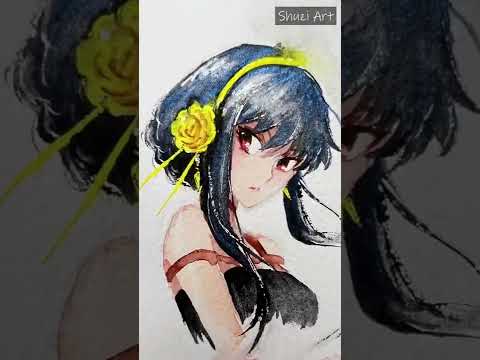 Anime Watercolor Painting | Yor Forger from Spy x Family | #shorts