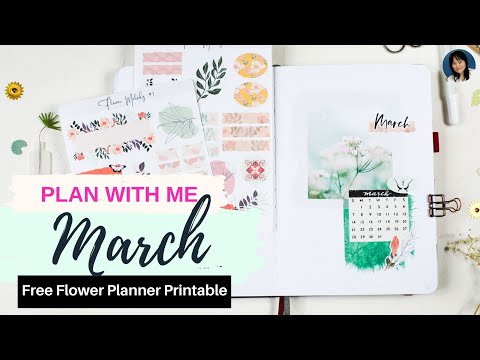 PLAN WITH ME | March 2021 Bullet Journal Setup | Flower Melody Themed Free Printable