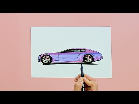 How to draw Jaguar Type 00 coupe car