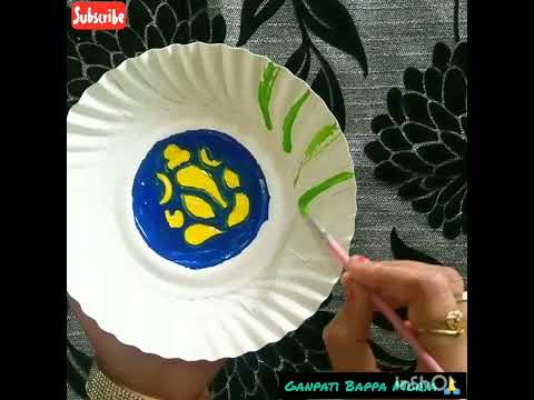 paper plate painting #shots #paintings #ganesh #ytshorts