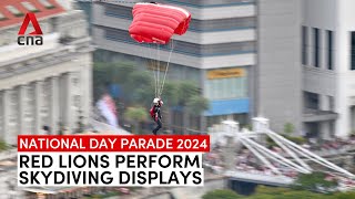 NDP 2024: Red Lions perform skydiving displays at Padang