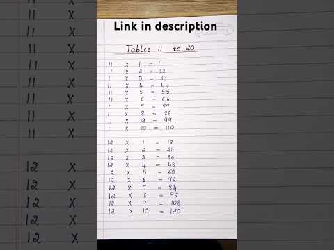 Tables 11 to 20 || Multiplication Tables 11 to 20 || Pahada 11 se 20 tak