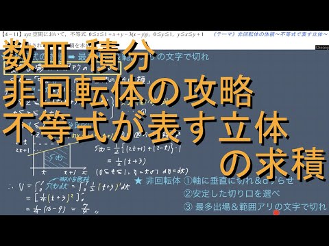 数Ⅲ 積分 4-11 非回転体｢不等式の表す立体の求積｣