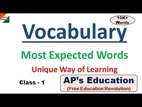 10K+ Vocabulary Series, Class 1, Learning Through Picture & Mnemonics. Most Expected Word Series.