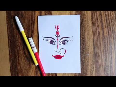 Maa Durga Drawing Easy / Durga Puja Special drawing / maa Durga face