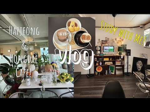 [VLOG] Hongdae and Hapjeong Cafe Hopping and Study Date! 📚우리랑 공부하자! #studyinkorea #gks #cafehopping