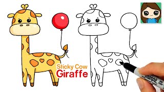 How to Draw a Giraffe Easy | Sticky Cow