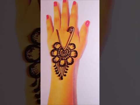 Easy simple mehndi design using safety 🧷 #mehndi #youtubeshorts #shortvideo #viralvideo