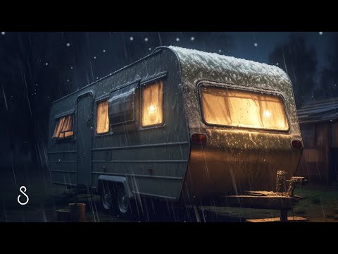 Hail Storm On Caravan Roof ❄️ Black Screen | 12 Hours | Sleep In Series