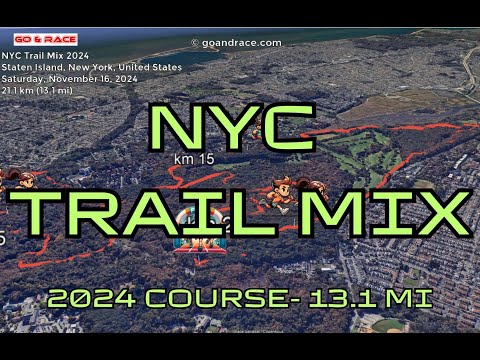 NYC Trail Mix 2024: fly over the half-marathon course! Video of the race path.