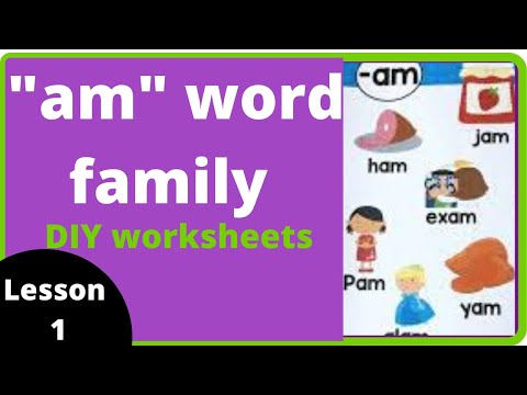 "AM" Word family | Rhyming words | worksheet for UKG / LKG / PREschool, class 1, and nursery kids