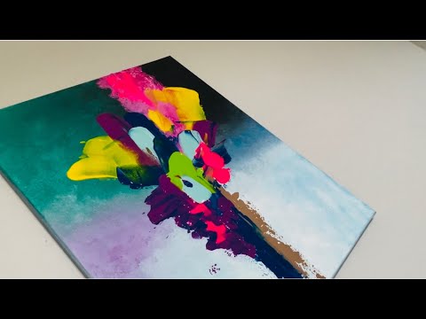 Abstract Painting made with combined techniques. Working with Sponge and Palette Knife #abstractart