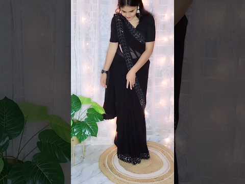 Party Wear special black saree draping style | saree draping easy steps #sareedrapping #ytshorts