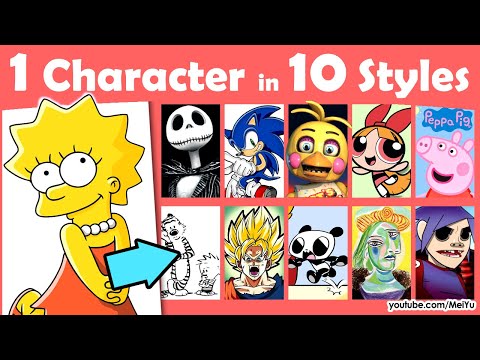 Draw 1 Character in 10 Art Styles Swap Challenge Lisa Simpson | All Mei Yu's 2023 Books, Super Sales