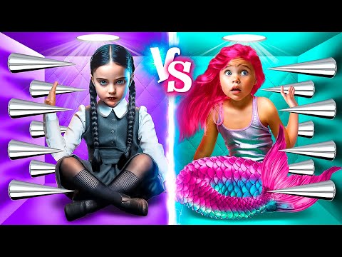 CELE MAI EXTREME PROVOCĂRI de Wednesday Addams! Sirena vs Wednesday Addams!