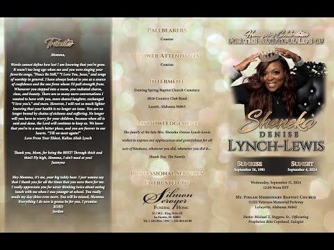 Homegoing Celebration FOR THE BEAUTIFUL LIFE OF Sheneka DENISE LYNCH LEWIS #FAPWFTSM pi.