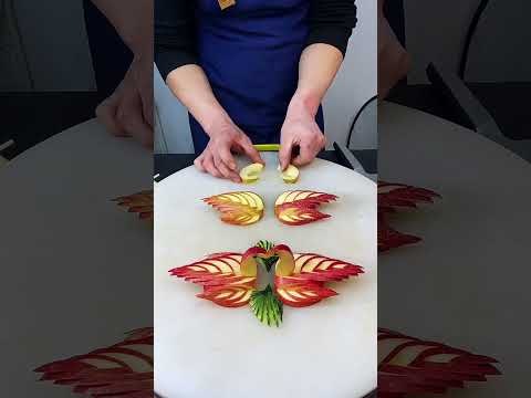 Amazing Apple 🍏 Make this peacock 🦚 shape carving cutting design Skills#Easy Fruit carving design#