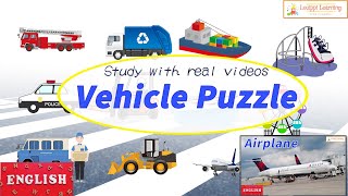 [ English ] Vehicle puzzle real video Flash card Videos 1 For toddler and kids young children