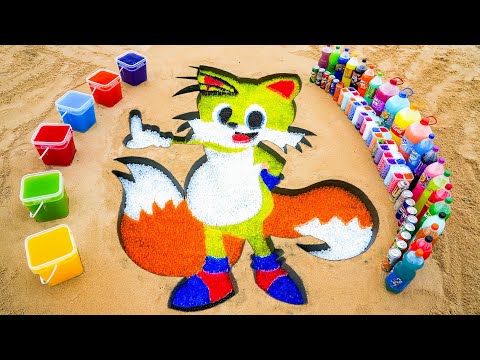 How to make Tails (Sonic the Hedgehog 3) with Orbeez, Coca Cola vs Mentos & Fanta, Pepsi, Mirinda