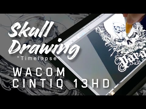 Skull speed drawing with wacom cintiq 13hd