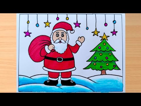 how to draw Santa Claus easy. 🎄🎅Christmas drawing//Santa Claus and Christmas tree drawing.#trending.