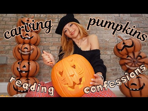 reading YOUR spooky confessions & carving pumpkins 🎃👻