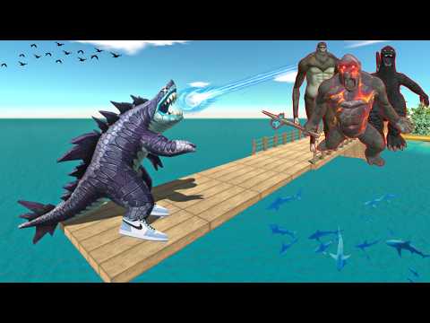 Angry Sharkjira vs Lava King Kong for Rescue Spiderman T-Rex in Animal Revolt Battle Simulator