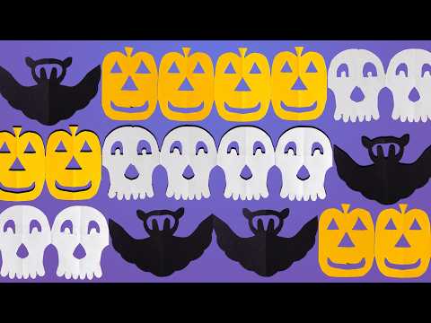 🎃 DIY Halloween Paper Decorations - Pumpkins, Bats & Skulls 🎃