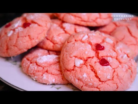 Soft Strawberry Cake Mix Cookies | Easy Strawberry Cookies | Valentine's Day Cookies